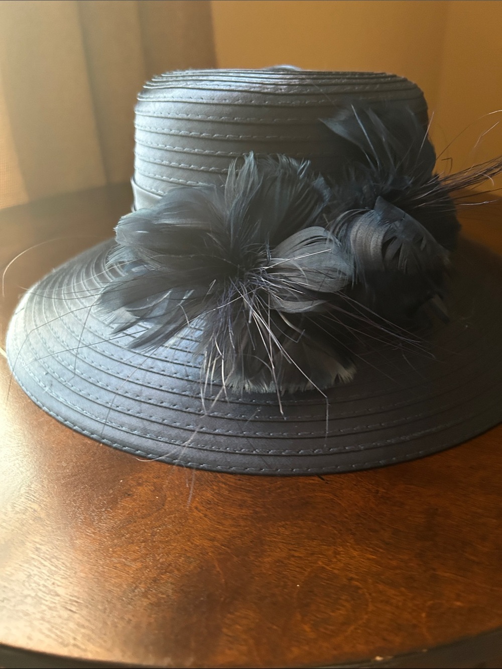 Elegant Women's Black Floral Feather Sun Hat